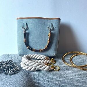 Janis Studio bucket bag with handles - blue Jean